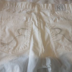 Rock & Republic Womans White Bootcut Jeans Pants Size 12 Rhinestones